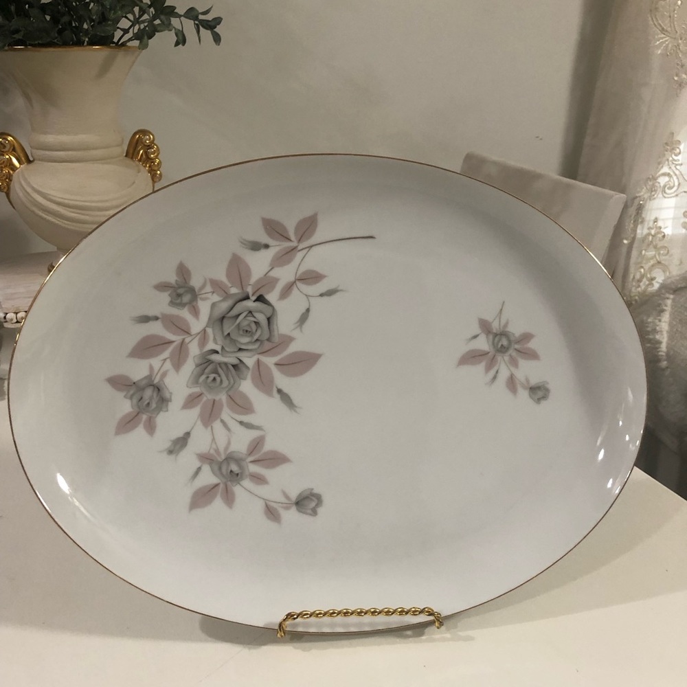 Mikasa Fina China Rosecrest Chop Plate Oval Platter 16”